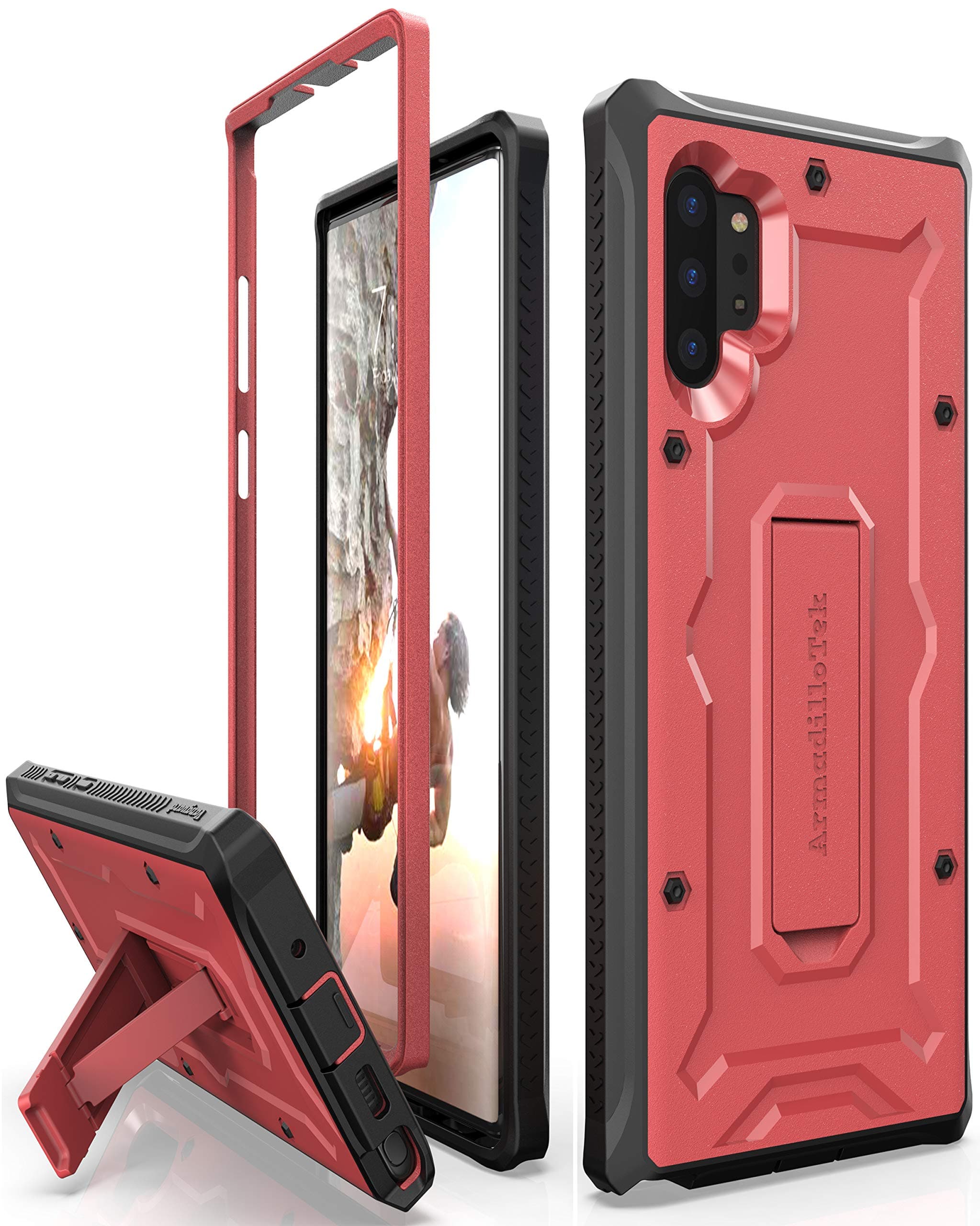 ArmadilloTek Vanguard Designed for Samsung Galaxy Note 10+Plus Case (2019 Release) Military Grade Full-Body Rugged with Kickstand Without Built-in Screen Protector - Red