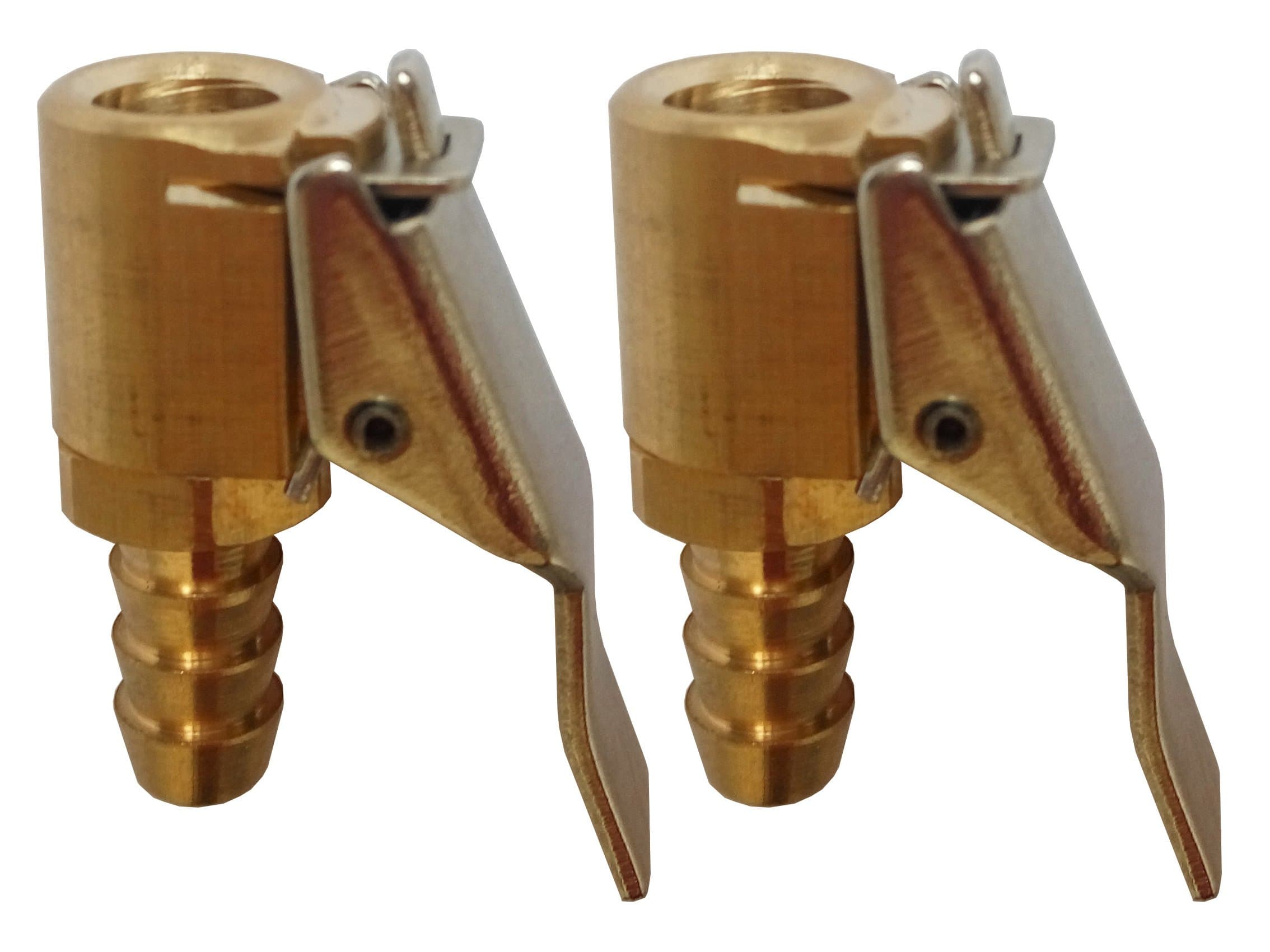 Harzole Close ac108C 5/16" brass tire inflator lock on air chuck,mini air compressor portable tire inflator tire chuck hose end with barb connector for hose repair-2Pack