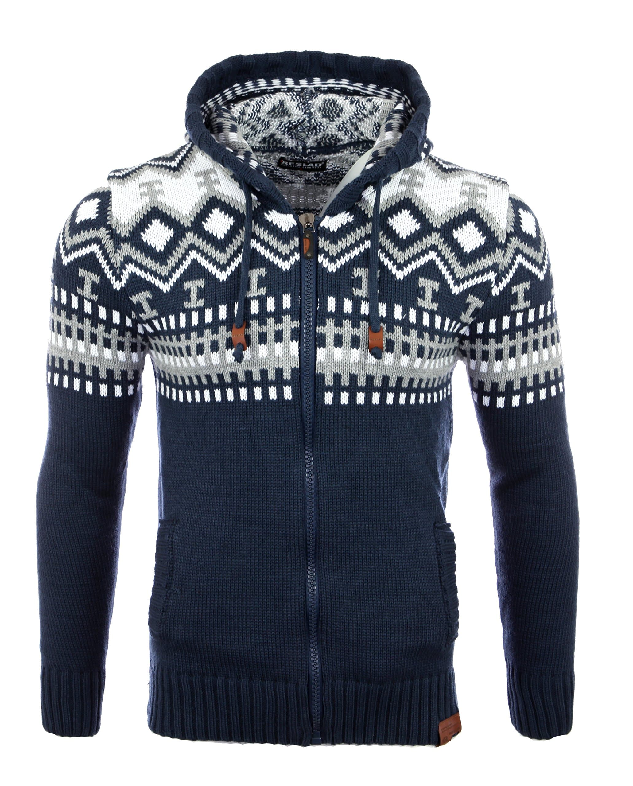 Reslad Men's Chunky-knit Norwegian Pullover, Winter Cardigan, Hoodie, RS-3104