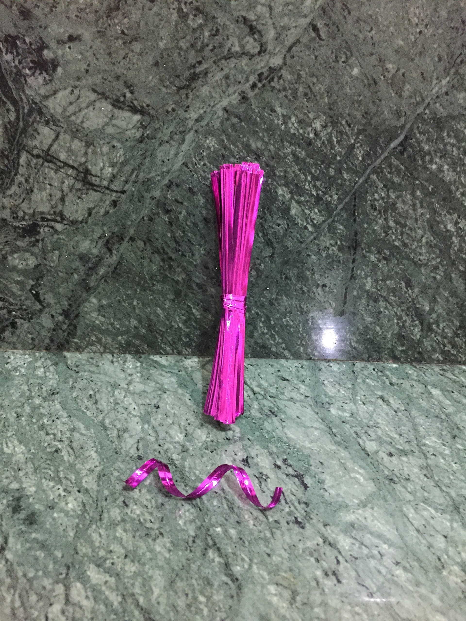 Yamoge 100pcs 4" Metallic Twist Ties (Pink)