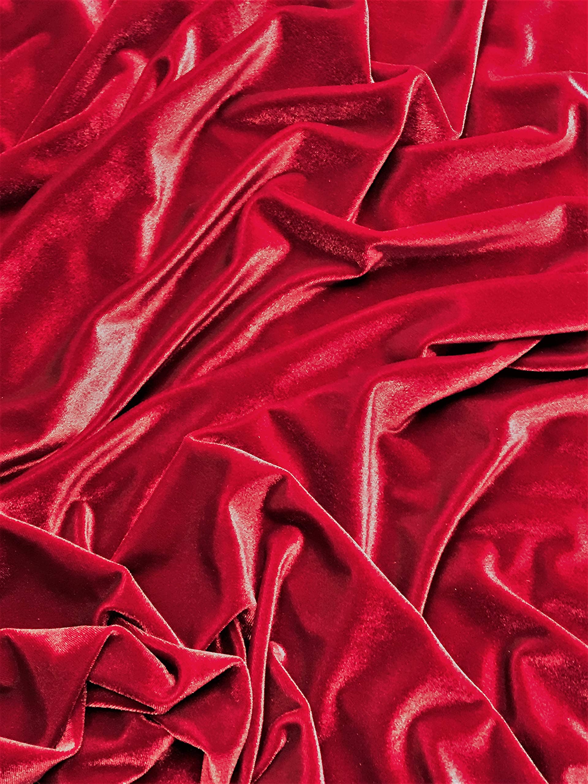 Stretch Velvet Fabric by The Yard 60 Inch (Cranberry)