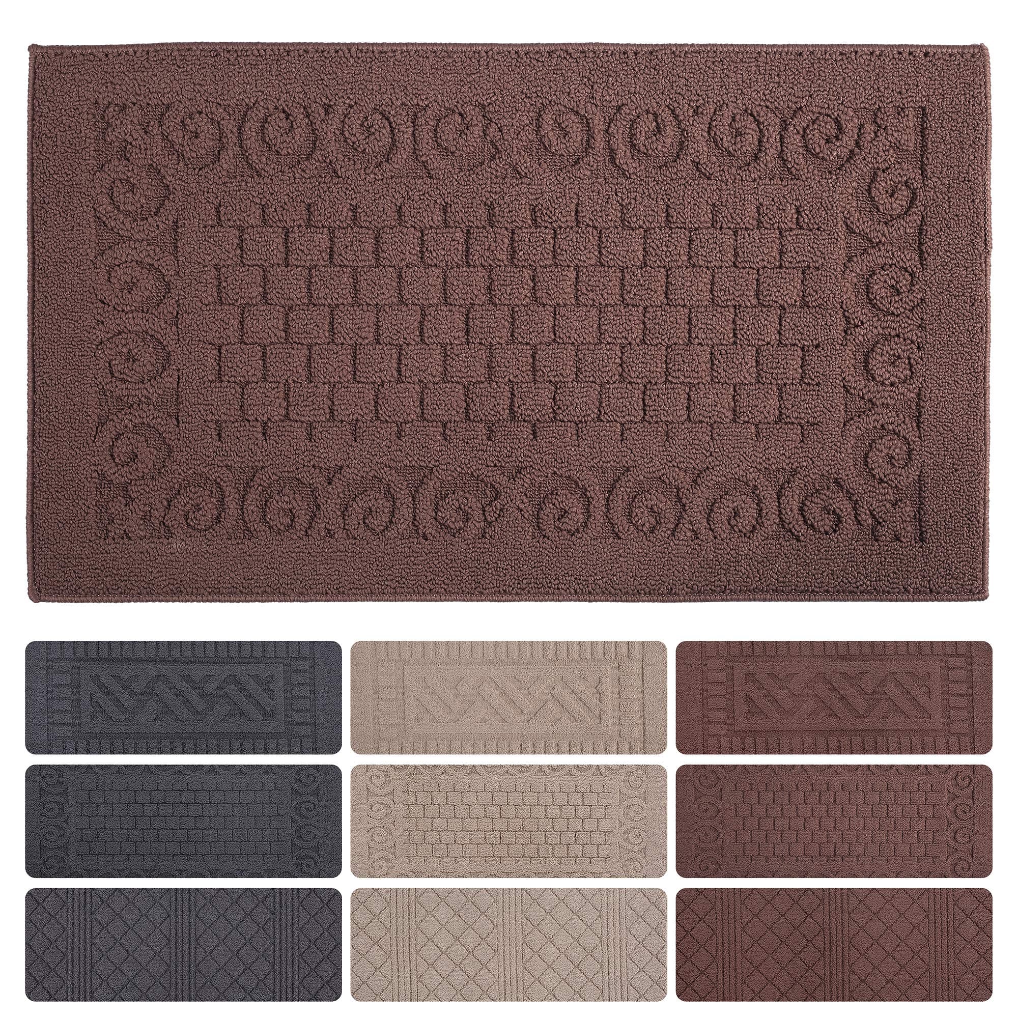 Indoor Doormat Front Door Mat Non Slip Rubber Back Door Mats Magic Inside Dirt Trapper Entry Rugs Entrance Door Rug Machine Washable Door Carpet Mat for Entryway - Coffee, 20"x 34"