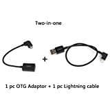 Joint Victory OTG Adapter and Lighting to USB Data Cable Line for DJI MAVIC Air/PRO/Platinum,SPARK Tello,Phantom 3/4 and Inspire 1/2 Remote Controller,Charging for iPhone/iPad (OTG+Lighting)
