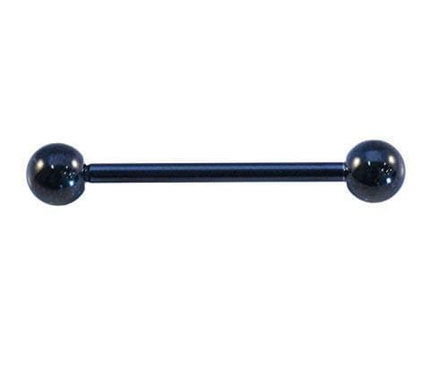 Steel Tongue Bar Black Straight Barbell Piercing Eyebrow Tragus Nipple Ring (1.6mm(14g) with 5mm Balls, 20 MM)