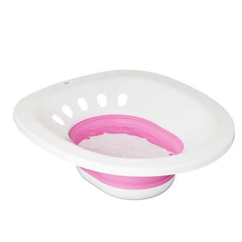 Sitz Bath for Toilet Seat Hemorrhoids and Postpartum Care,Yoni Steam Seat, Collapsible Sits Bath Kit for Women,Easy to Store,Wide Seat,Deeper Bowl (Pink (No Hose))