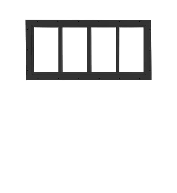 Shed Windows and More 10" x 23" Black Transom Windows Tempered/Safety Glass Shed Windows Aluminum Frame Windows