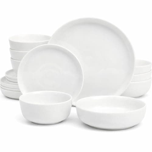 Gibson Home Oslo Porcelain Dinnerware Set, Service for 4 (16pcs), White