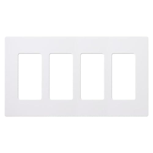 Lutron Claro 4 Gang Decorator/Rocker Wallplate, for Light Dimmers, Switches and Accessories, Snap-On Installation, No Visible Screws, Gloss, CW-4-WH, White