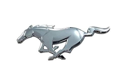 Auggies FM-RM-S Running Horse Pony Side Emblem Badge Plate Self- Adhesive Emblem Decal - 6" x 2.5" (Silver)