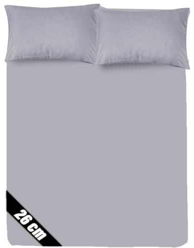 Sunshine Comforts Microfiber Fitted Sheets Breathable, Anti Wrinkle 26cm Deep Pocket Bed Sheets Double Bedding & Linen- Silver Bedding Double 137 X 190 CM Double Fitted Sheet