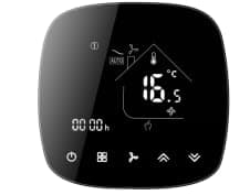 TWASL Smart Wifi Thermostat - 2 Pipes Air Conditioning Temperature Controller, Room Smart Thermostat, Remote, Voice Control AC Control - Black (24 Volts (AC))