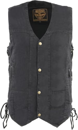 Milwaukee Leather Men's 10 Pocket Side Lace 100% Cotton Western or Biker Denim Vest DM1990