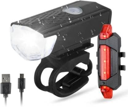 FTP-Combo Offer- Rechargeable Cycle Light Combo of Rechargeable Head Cycle Light and Cycle Tail Light Cycle Light for Bicycle