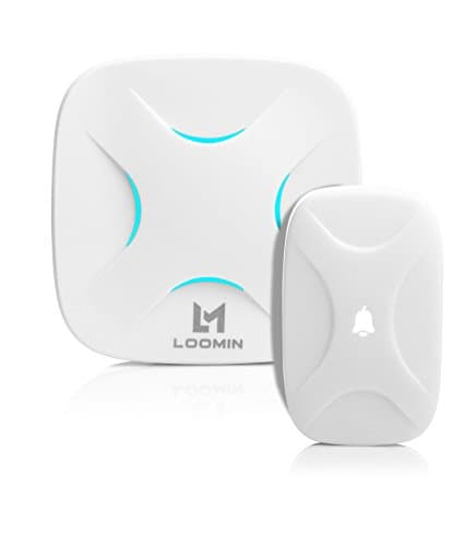 Wireless Doorbell Loomin Waterproof Portable Blue Led Indicator Doorbell with Remote Button