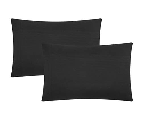 Evolive Ultra Soft Brushed Microfiber Standard Size 20"x30" Pillowcases Pair Set of 2 with Envelope Closure (20"x30" Standard, Black)