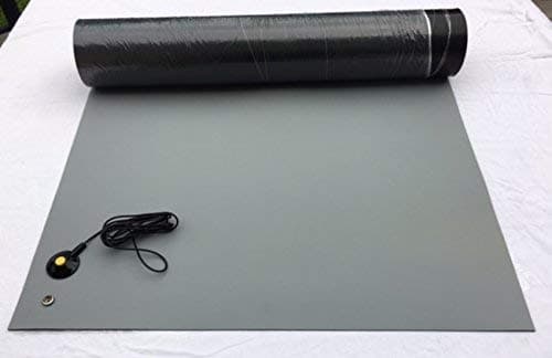 Rubber ESD Anti-Static HIGH Temperature Soldering MAT-24" X 60" (2'x 5') - 0.08" Thick- with Ground Cable-Gray