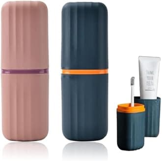TEX-RO Travel Accessories Toothbrush Holder | Tooth Brush Cover Box | Portable Brush Holder for Bathroom and Travel | Set of 2 | Multi-Colour