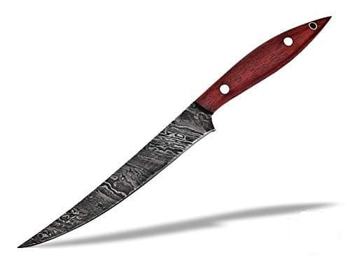 TNZ-553 USA Damascus Handmade FLEXIBLE FILET Knife 11″ Long, 6″ Blade , 8 oz , Handmade Damascus Sharp Filet Flexible Fishing knife With Leather Cover >>> TNZ Hand Made Damascus knives