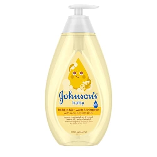 Johnson's Head-to-Toe Gentle Tear-Free Baby & Newborn Wash & Shampoo, Sulfate-, Paraben- Phthalate- & Dye-Free, Hypoallergenic Wash for Sensitive Skin & Hair, 27.1 fl. Oz