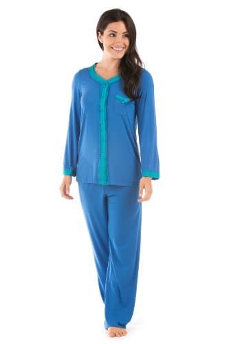 Women's Long Sleeve Pajama Set - Button Up Sleepwear by Texere (Eco Nirvana)