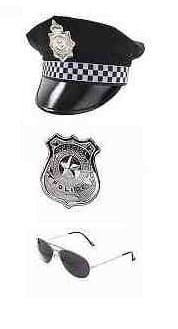 Mens Policeman PC Hat Glasses Badge Cop Kit Instant Fancy Dress Costume (RBFashionsClothing)