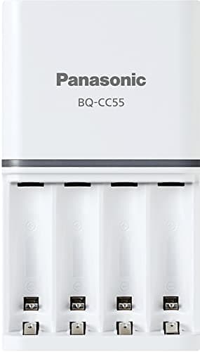 Panasonic Advanced Eneloop Individual Battery 3 Hour Quick Charger with 4 LED Charge Indicator Lights, (White, BQ-CC55)