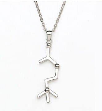 Silver Biochemistry Molecules Happy Hormone Serotonin Happiness Signal 5-ht Pendant Necklace