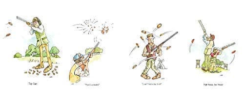 Farm Cottage Brands Pack of four A5 Clay Pigeon Shooting Greeting Card with envelope - blank inside for your own message Top Gun, Mine's a Double, I can't find a clay to hit and High house, low house