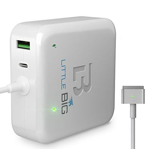 MacBook Air Charger 45W Magsafe 2 T-tip Magnetic Connector, with Aditional Charging Ports Power Adapter, Replacement MacBook Air Charger for Apple MacBook Air 11-13 inch 2012-2017 White