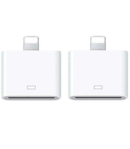 Lighting to 30-Pin Adapter, 30-Pin to 8-P Charging Sync Adapter Converter for Phone 5 5C 5S SE 6 6S 6 Plus 6S Plus 7 7 Plus 8 Plus X XR XS XS Max(2 Pack White)