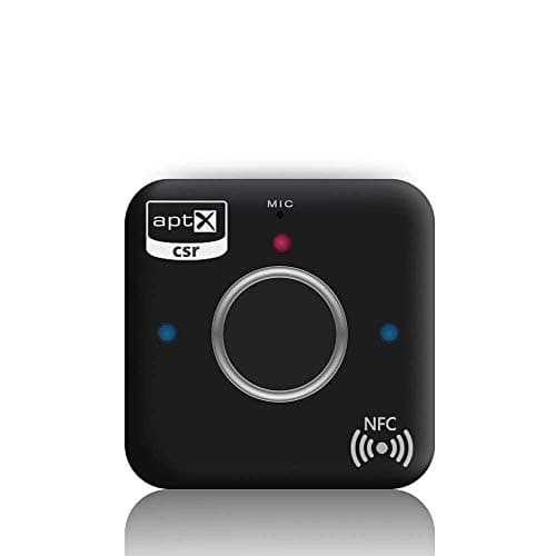 Bluetooth Receiver Adapter for Home Stereo with Bluetooth 4.2, Car Bluetooth Audio Adapter, NFC, One-Drive-Two, AptX-Low Latency, Built in MiC, for Home and Car Music Streaming Sound System