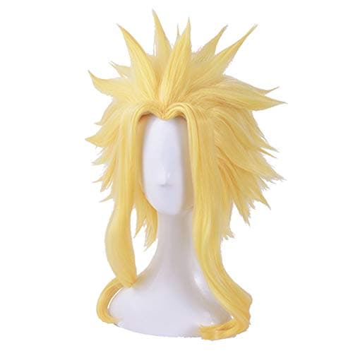 SUNXXCOS High Temperature Fiber Full Short Hair Cosplay Wigs Hero Academy Anime Synthetic for Man White Red Hair (All·Might Daily)