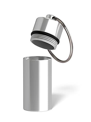 SYM Nutrition Keychain Pill Tablet Storage Box Container, Silver/Aluminum, Waterproof, Premium Quality