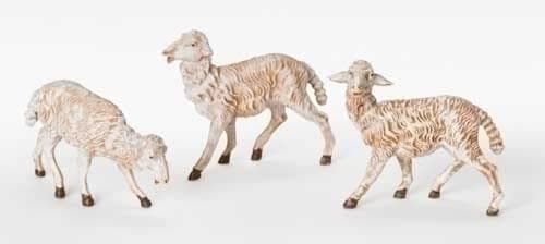 Fontanini by Roman, White Sheep 3-Piece Set, 7.5" Collection, Nativity Figures, Made in Italy