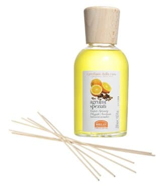 Helan I Profumo Della Casa Home Fragrances Scented Room Sticks 250 mL 8.5 fl oz Reed Diffuser and Reeds - Spicy Citrus (Sparkly Citrus Embracing Bouquet)