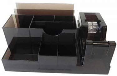 New (Smokey Brown) Acrylic Desk Organizer with Tape Dispenser LS 96, Good Quality and High Durable (Desk Organizer) for All Desktop use.