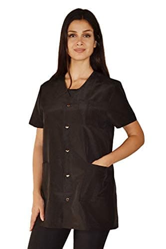 Ladybird Line 530 Women’s Pro Salon Stylish Jacket, V Neck, Snap Button Front, Pleated Back Detailing, Water, Hair, and Bleach Resistant, Ideal for Pet Groomers and Hair Stylists, Size 2x-Large