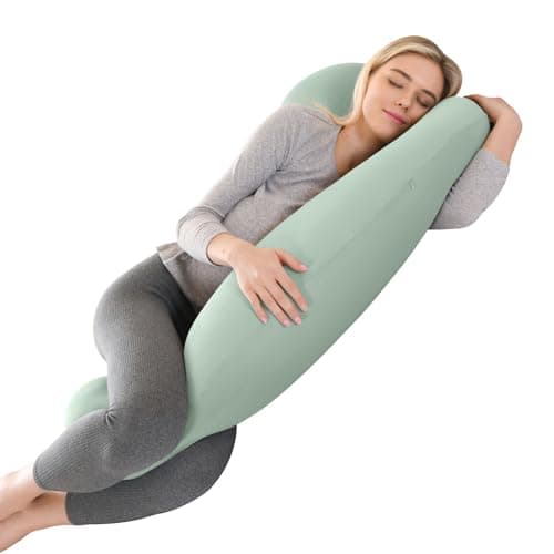 SHANNA Memory Foam Pregnancy Pillow for Sleeping, New Upgrade Full Body Maternity Pillow for Adults, Nursing Pillow Support Back Belly Hips for Pregnant Women with Rmoveable Cover, Green