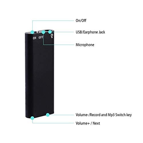 SmartCam Mini Hidden Audio Voice Recorder 8GB/Upto 96 Hours Recording Professional Digital HD Dictaphone denoise Long-Distance