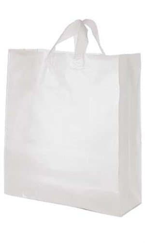 Count of 100 Jumbo Clear Frosted Plastic Shopping Bag 16†x 6†x 19â€