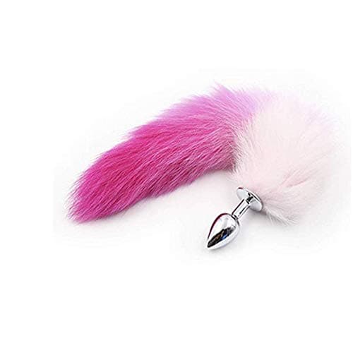 LvBo Multicolor Three Size Fluffy Faux Fox Tail Charms Cosplay Costume Role Play Prop (Rose (Faux Fur), M)