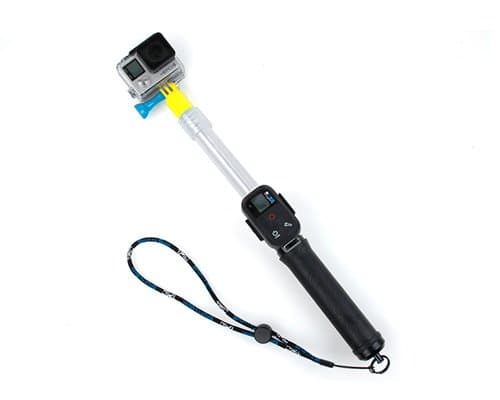 14-24'' Transparent Clear Float Floating Extension Extendable Selfie Pole Monopod with Screw, Remote Mount Clip, Wrist Strap for GoPro Hero 1, Hero 2, Hero 3, Hero 3+, Hero 3 Plus, Hero 4 Camera, Xiaomi Yi Sport Cam - Black