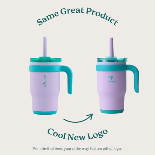 REDUCE 14 oz Coldee Tumbler with Handle for Kids Leakproof Insulated Stainless Steel Mug with Lid & Spill-Proof Straw, Keeps Drinks Cold up to 18 Hrs, Superhero Masks