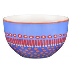 Oilily Bowl Porcelain Diameter: approx. 12.5 cm, height approx. 7.5 cm, Blue/Red/Orange with Pink Spots