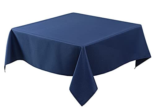 Biscaynebay Textured Fabric Square Tablecloths 60x60 Inches, Navy Water Resistant Table Cloth Small Card Folding Table Covers Linen for Dining, Kitchen, Wedding and Parties etc. Machine Washable
