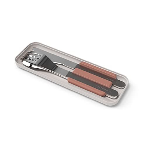 monbento - MB Slim Box Cutlery Set for Bento Box - Pink Moka - Trio Knife - 3 Pieces Fork Spoon Knife