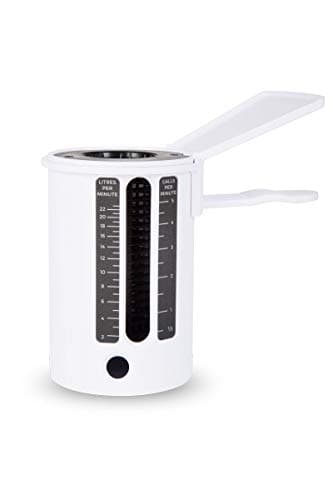 ETI Water Flow Cup for Plumbing — Weir Gauge for Measuring Water Flow, Dual Scale Measurements in litres & Gallons, Water Flow Gauge with Robust ABS Plastic Design