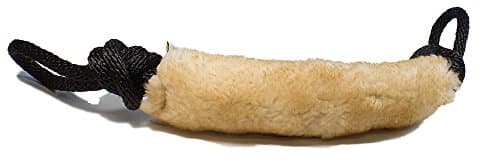 Genuine Dog Gear -Best Fur Sheepskin Tug with 2 Ropes. Play Treat Motivate Reward