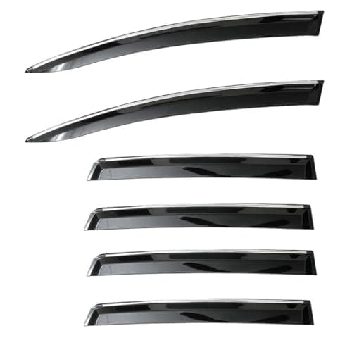CAR SAAZ Unbreakable Chrome Smoke Door Visor for Triber (2019-2023) | Premium Sun, Rain Wind Deflector Chrome Strip Side Door Rain Visor – Set of 6 Pcs