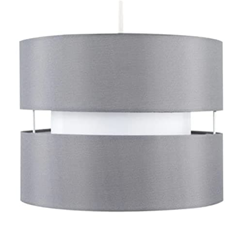 MiniSun Modern 2 Tier Cylinder Ceiling Pendant Light Shade in a Grey Finish